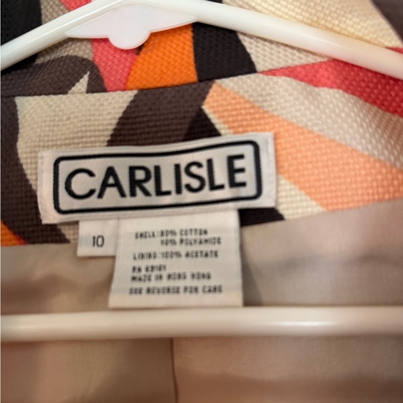 Carlisle Women's Abstract Orange and Brown Blazer - Picture 3 of 4
